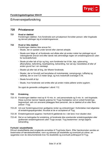 Erhvervsrejseforsikring Forsikringsbetingelser ...