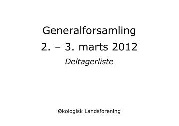 Deltagerliste - Økologisk Landsforening