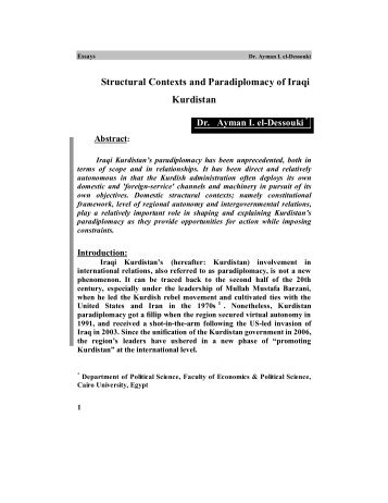 Structural Contexts and Paradiplomacy of Iraqi Kurdistan