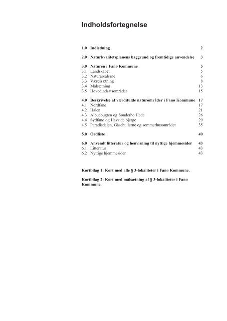 Naturen i Fanø Kommune - Bilagsrapport til Naturkvalitetsplanen