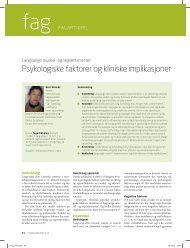 Psykologiske faktorer og kliniske implikasjoner - Fysioterapeuten