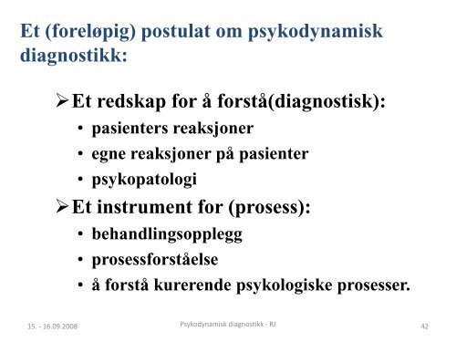 Om psykodynamisk diagnostikk. - Helse Nord