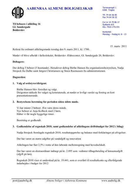 Referat fra beboermøde (gl.afd. 16) d. 9. marts 2011 - Aabenraa ...