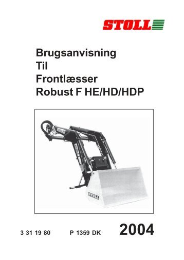 Brugsanvisning Til Frontlæsser Robust F HE/HD/HDP - Stoll