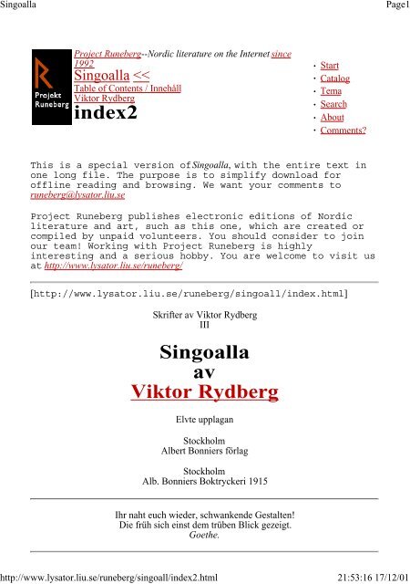 index2 Singoalla av Viktor Rydberg - Esplanaden