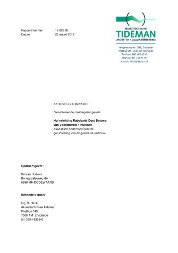 akoestisch rapport d.d. 23-03-2012