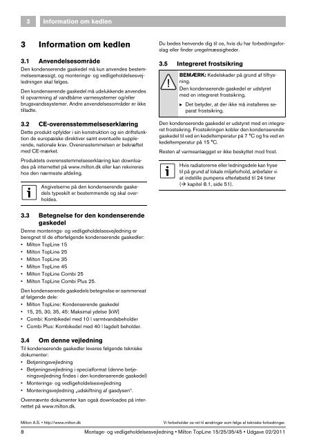 Monterings- og vedligeholdelsesvejledning - Milton