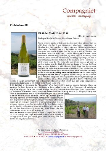 Vinblad nr. 69 El Si del Moli 2004, D.O.