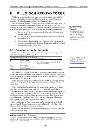 Kap 6 Miljö och riskfaktorer (pdf 2,4 Mb) - Malung-Sälens kommun