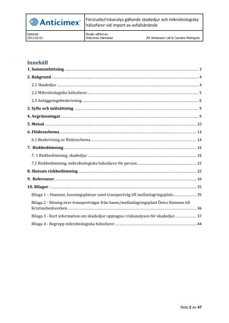 Förstudie/Riskanalys - Halmstads Energi och Miljö AB