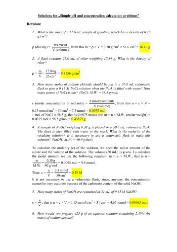 solutions for simple pH problems and monoprotic acids