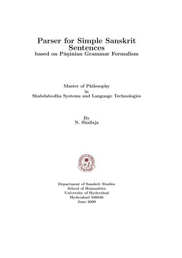 Parser for Simple Sanskrit Sentences - Department of Sanskrit ...
