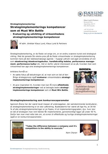 Strategiimplementerings kompetencer som et Must Win Battle PDF