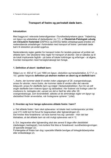 Transport af fostre og perinatalt døde børn. - DSOG