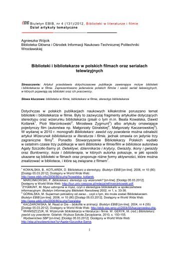 Biblioteki i bibliotekarze w polskich filmach oraz serialach ... - EBIB