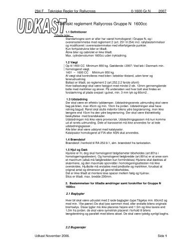 Tekniskt reglement Rallycross Gruppe N 1600cc - Rallycross info