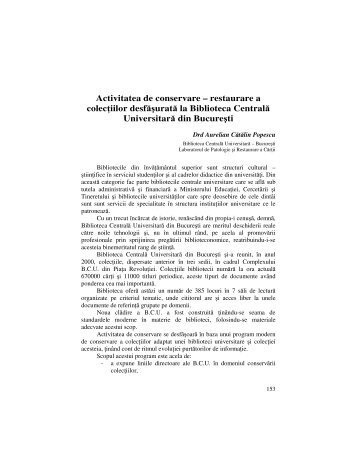 Activitatea de conservare-restaurare a colecţiilor desfăşurată la ...