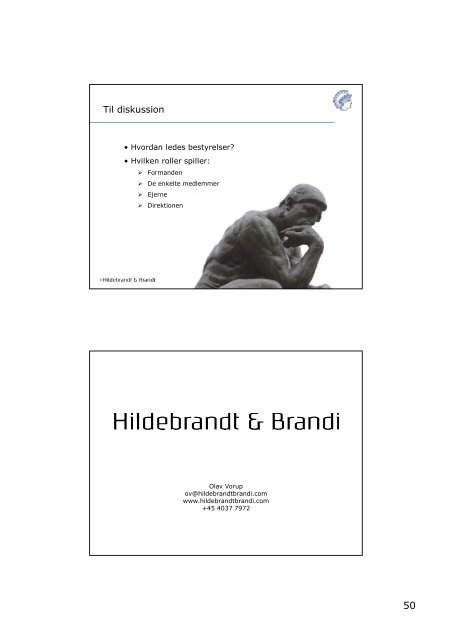 BESTYRELSESARBEJDE - Hildebrandt & Brandi