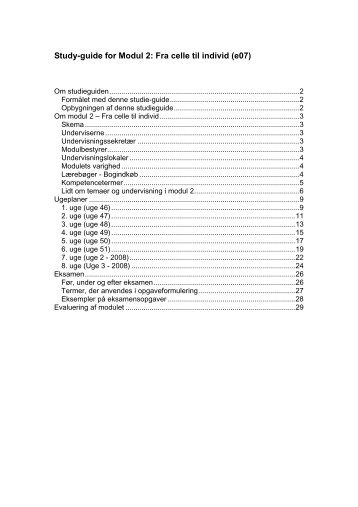 Study-guide for Modul 1: Liv, sundhed og sygdom