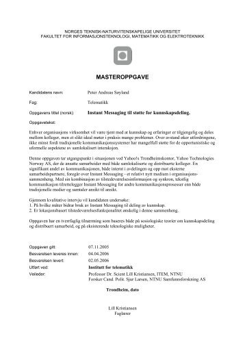 MASTEROPPGAVE - SamhandlingSOS6507 - home