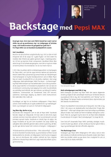 Backstagemed Pepsi MAX - Mediebureauet Mindshare Blog