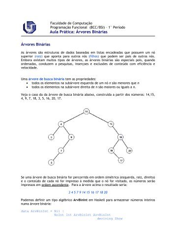 Aula Prática: Árvores Binárias - Faculdade de Computação