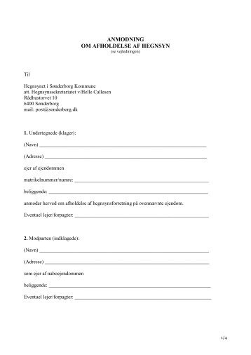 ANMODNING OM AFHOLDELSE AF HEGNSYN - Sønderborg ...