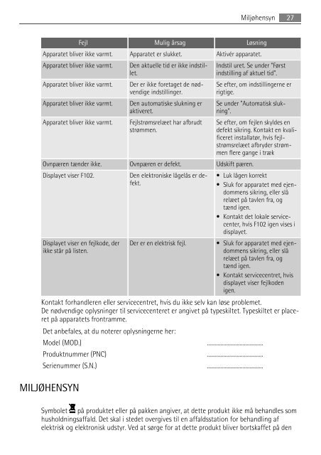 BS7304001 DA OVN BRUGSANVISNING - Electrolux