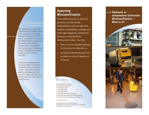 Misclassification Brochure - Iowa Workforce Development