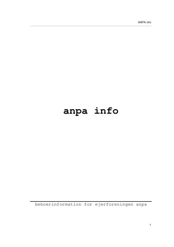 anpa info - Ejerforeningen ANPA