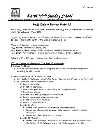 7th – Senior Grade Review Materail - Dar-ul-Islah