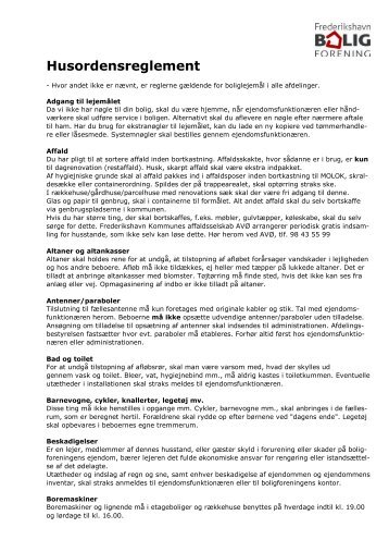 Husordensreglement - Frederikshavn Boligforening
