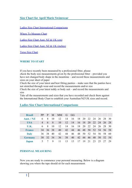 Measurement Chart Inches