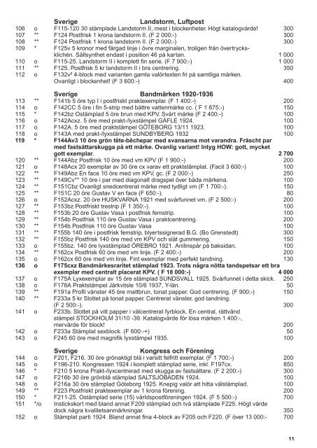 Ladda ner Auktionskatalog i PDF med bild - Solna Frimärkshandel