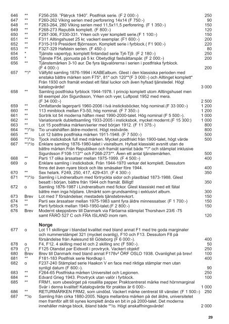 Ladda ner Auktionskatalog i PDF med bild - Solna Frimärkshandel
