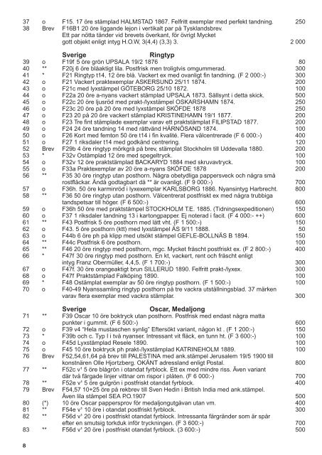 Ladda ner Auktionskatalog i PDF med bild - Solna Frimärkshandel