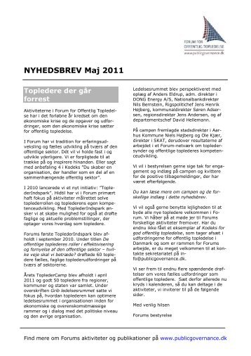 NYHEDSBREV Maj 2011 - Forum for Offentlig Topledelse