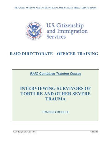 interviewing survivors of torture and other severe trauma - uscis