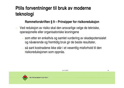 Hendelser og Ptils forventninger til forbedringer