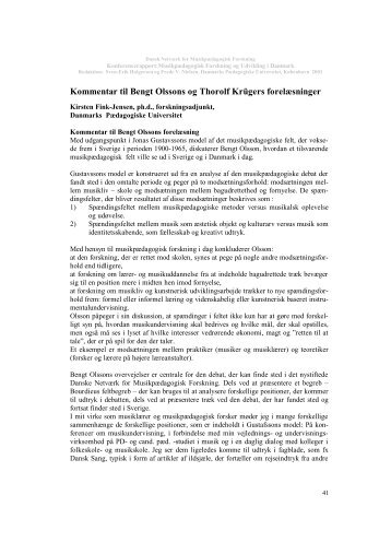 Kommentar til Bengt Olssons og Thorolf Krügers forelæsninger