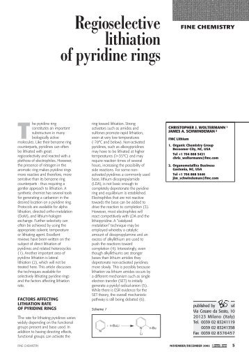 Regioselective lithiation of pyridine rings