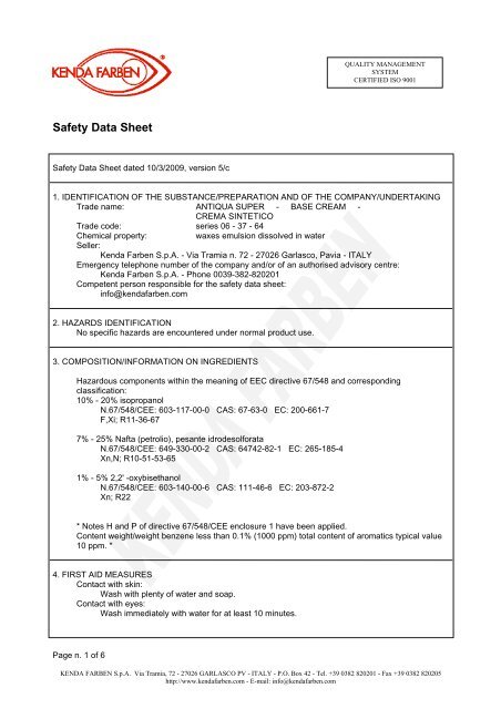 MSDS - kenda farben vietnam