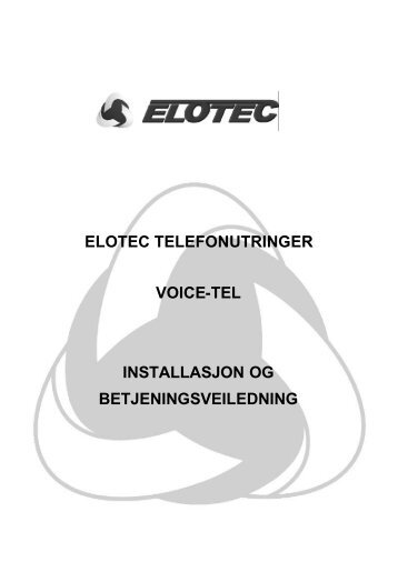 elotec telefonutringer voice-tel installasjon og betjeningsveiledning