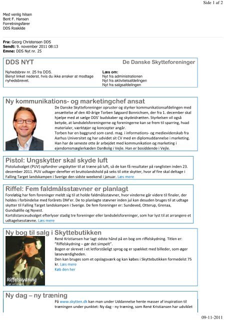 DDS Nyhedsbrev nr. 25 - Roskilde Amts Skytteforening