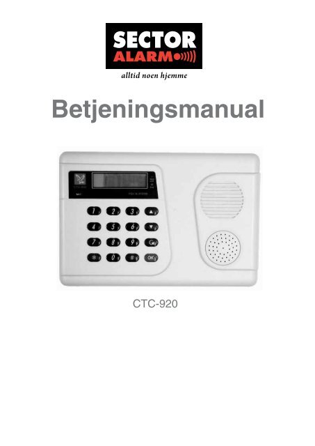 Bruksanvisning CTC920 - Sector Alarm