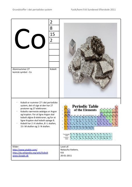 Grundstoffer i det periodiske system Fysik/kemi 9.kl Sundeved ...