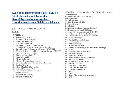 Världshistorien och framtiden. - Sven Wimnells hemsida