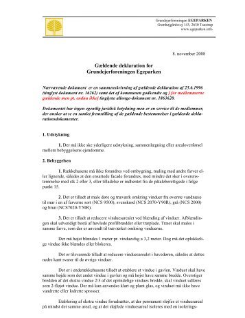Gældende deklaration for Grundejerforeningen ... - Egeparken.info