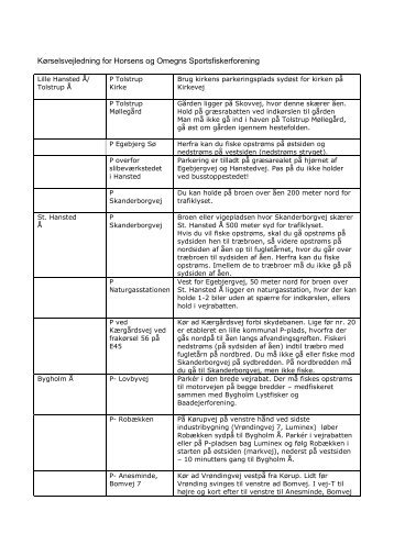 Kørselsvejledning for Horsens og Omegns Sportsfiskerforening