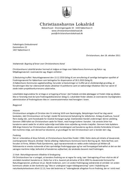 Klage til Folketingets Ombudsmand - Christianshavns Lokalråd